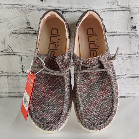 HEY DUDE 'WENDY SOX' MOCCASIN SHOES ANTIQUE ROSÈ HEATHER - Picture 8 of 16